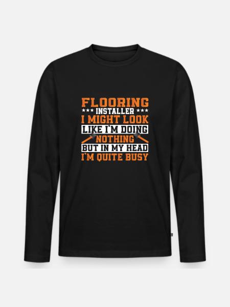 Lustiger Bodenleger Spruch - Männer Premium Bio Langarmshirt - Schwarz