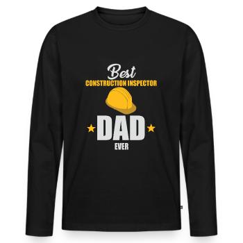 Building Inspector Papa - Men's Premium Organic Long Sleeve Shirt - black - Front - Nico (187cm)