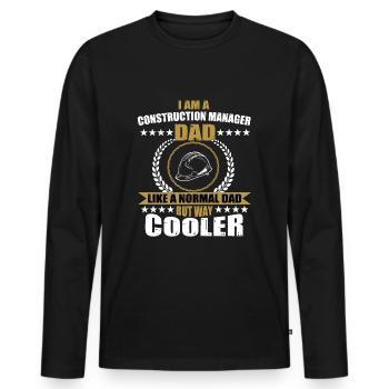 Drôle de père gestionnaire de site - T-shirt manches longues Premium bio Homme - noir - Devant - Nico (187cm)