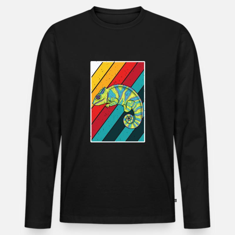 Chamäleon - Männer Premium Bio Langarmshirt - Schwarz