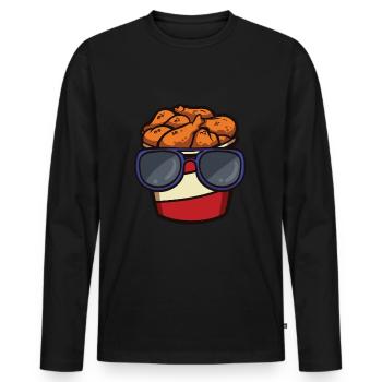 Seau de poulet frit avec - T-shirt manches longues Premium bio Homme - noir - Devant - Nico (187cm)