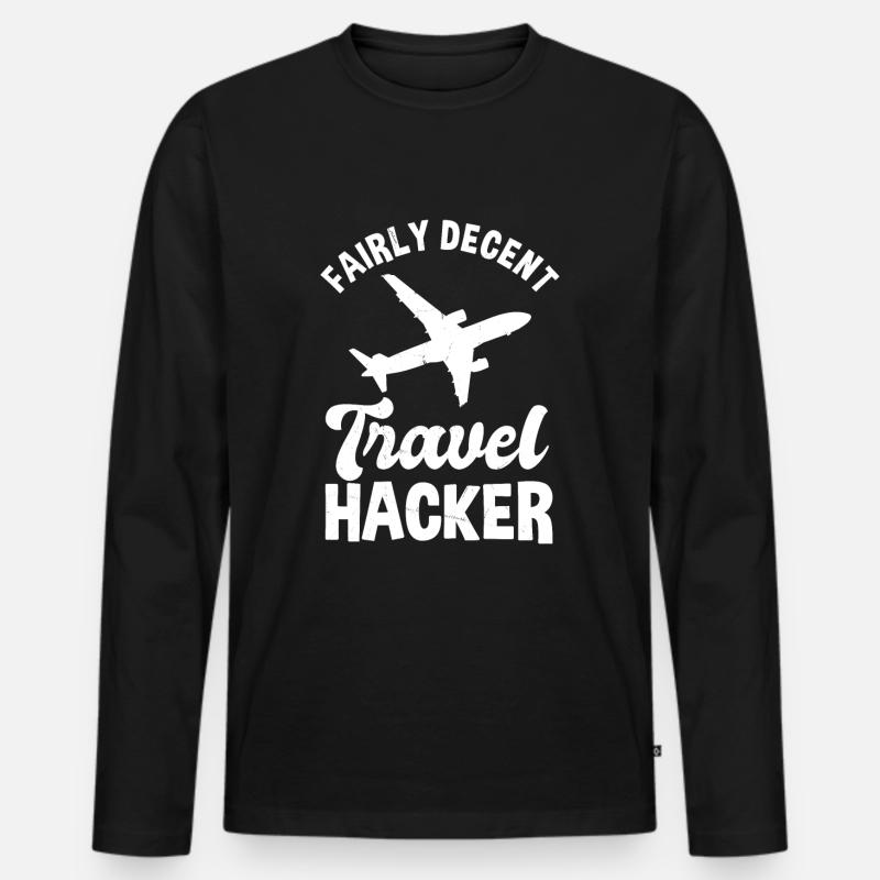 Travel Hacker - Männer Premium Bio Langarmshirt - Schwarz
