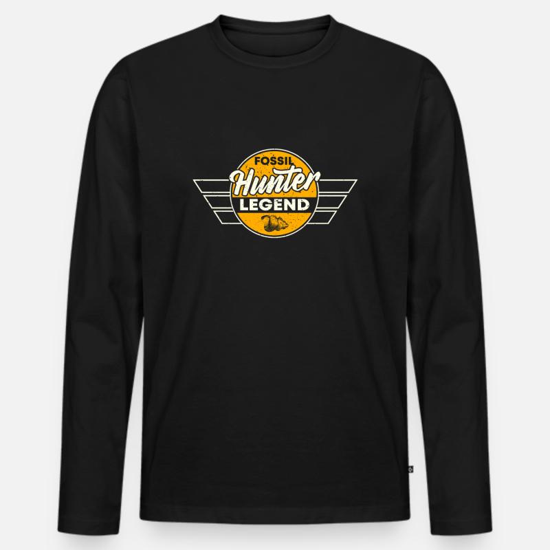 Fossilien Jäger Legende - Männer Premium Bio Langarmshirt - Schwarz