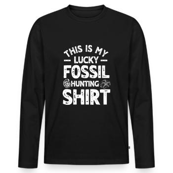 Lucky Fossil Hunting Shirt - Men's Premium Organic Long Sleeve Shirt - black - Front - Nico (187cm)