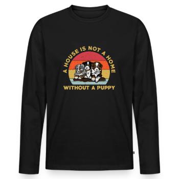 Amoureux des chiots - T-shirt manches longues Premium bio Homme - noir - Devant - Nico (187cm)