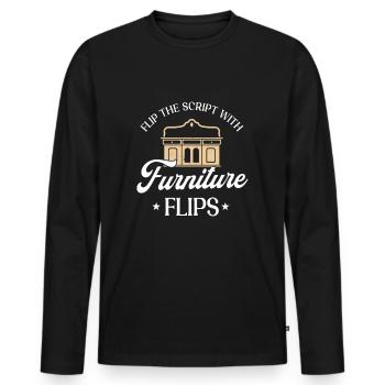 Conception de retournement de meubles - T-shirt manches longues Premium bio Homme - noir - Devant - Nico (187cm)