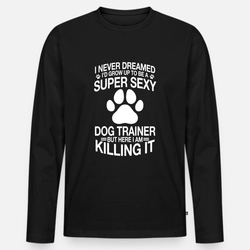 Lustiger Hundetrainer Spruch - Männer Premium Bio Langarmshirt - Schwarz