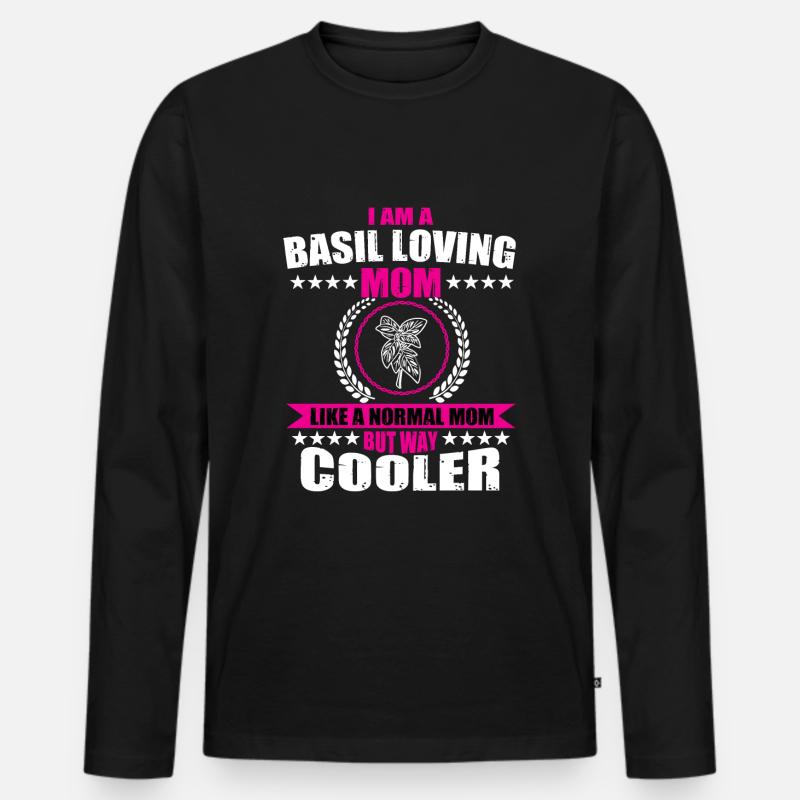 Basilikum Liebende Mama - Männer Premium Bio Langarmshirt - Schwarz