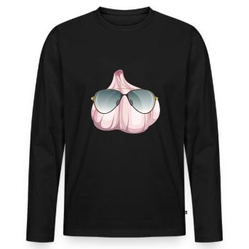 Garlic with shades - Men's Premium Organic Long Sleeve Shirt - black - Front - Nico (187cm)
