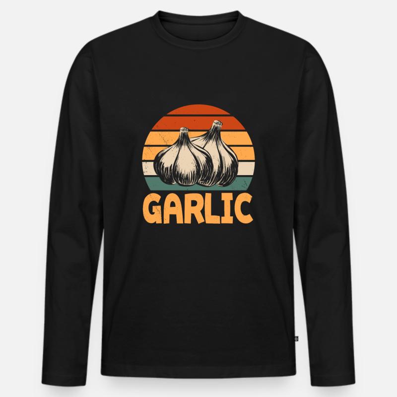 Knoblauch - Männer Premium Bio Langarmshirt - Schwarz
