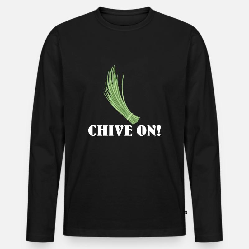 Schnittlauch - Männer Premium Bio Langarmshirt - Schwarz