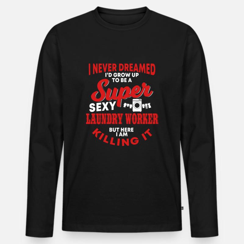 Wäschereimitarbeiter - Männer Premium Bio Langarmshirt - Schwarz
