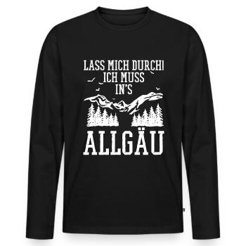 Allgäu Wandern Spruch lustig LASS MICH DURCH - Männer Premium Bio Langarmshirt - Schwarz - Vorne - Nico (187cm)