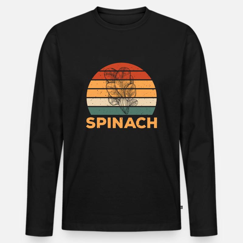 Retro Spinat Design - Männer Premium Bio Langarmshirt - Schwarz