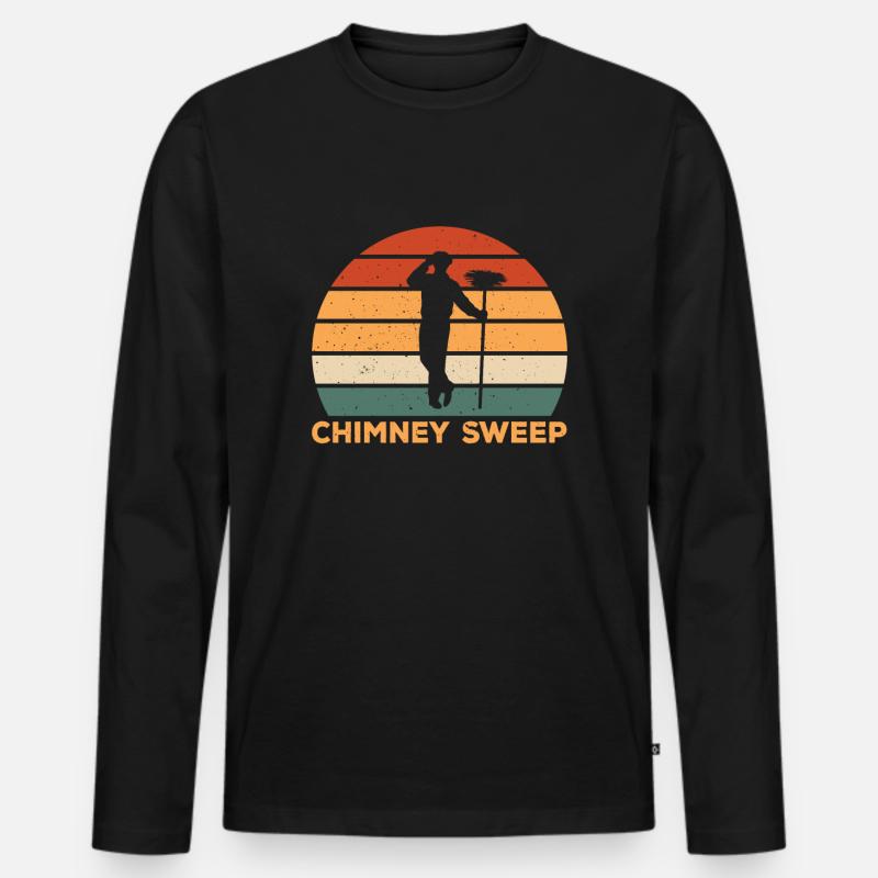 Retro Schornsteinfeger Design - Männer Premium Bio Langarmshirt - Schwarz