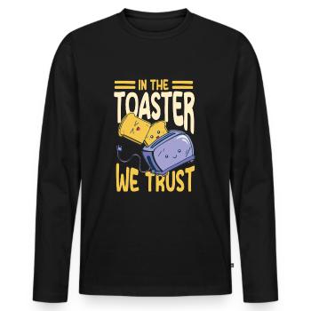 Funny toaster design - Men's Premium Organic Long Sleeve Shirt - black - Front - Nico (187cm)