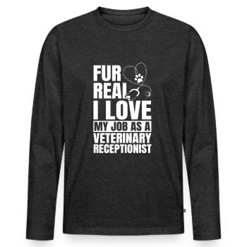 Réceptionniste vétérinaire - T-shirt manches longues Premium bio Homme - anthracite chiné - Devant - Nico (187cm)