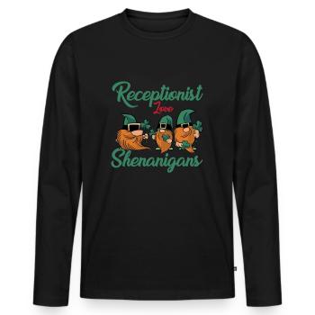 Drôle de réceptionniste Saint-Patrick - T-shirt manches longues Premium bio Homme - noir - Devant - Nico (187cm)