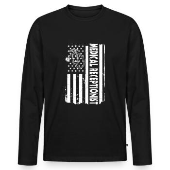 American Medical Receptionist USA - Men's Premium Organic Long Sleeve Shirt - black - Front - Nico (187cm)