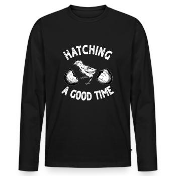 Dicton de poussin - T-shirt manches longues Premium bio Homme - noir - Devant - Nico (187cm)