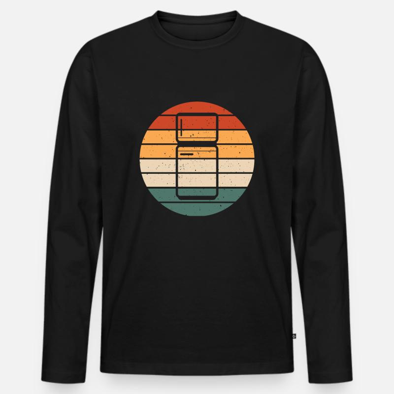 Retro Kühlschrank Design - Männer Premium Bio Langarmshirt - Schwarz