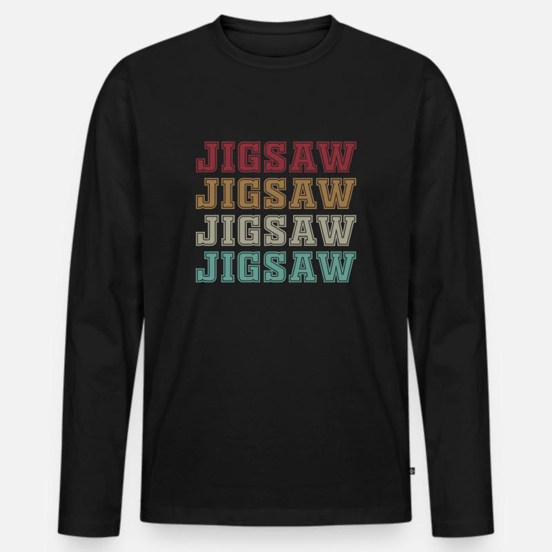 Stichsäge - Männer Premium Bio Langarmshirt - Schwarz