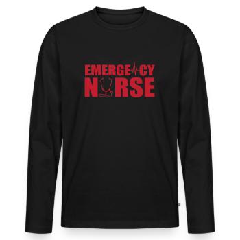 Infirmière d’urgence - T-shirt manches longues Premium bio Homme - noir - Devant - Nico (187cm)
