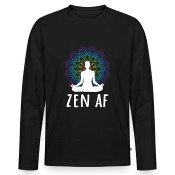 Zen AF Yoga Mantra - T-shirt manches longues Premium bio Homme - noir - Devant - Nico (187cm)