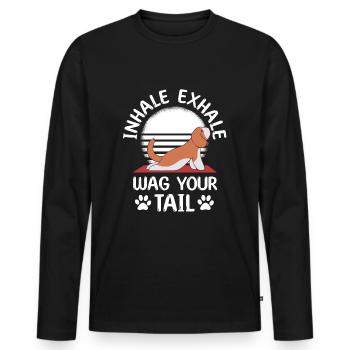 Retro Ferry Vêtements Porte-conteneurs - T-shirt manches longues Premium bio Homme - noir - Devant - Nico (187cm)