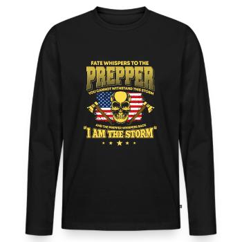Amerikanisches Prepper Outfit Amerika - Männer Premium Bio Langarmshirt - Schwarz - Vorne - Nico (187cm)