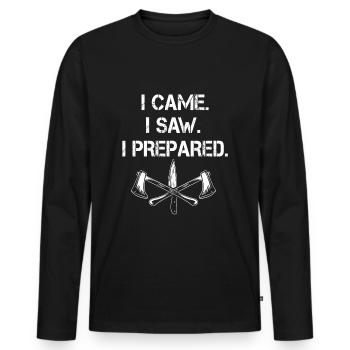 Funny Prepper Gift - Men's Premium Organic Long Sleeve Shirt - black - Front - Nico (187cm)