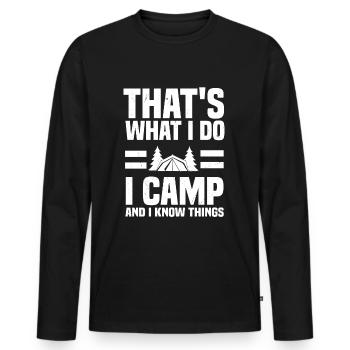 Camping - Männer Premium Bio Langarmshirt - Schwarz - Vorne - Nico (187cm)
