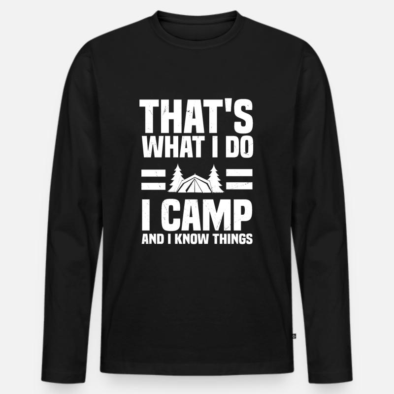 Camping - Männer Premium Bio Langarmshirt - Schwarz