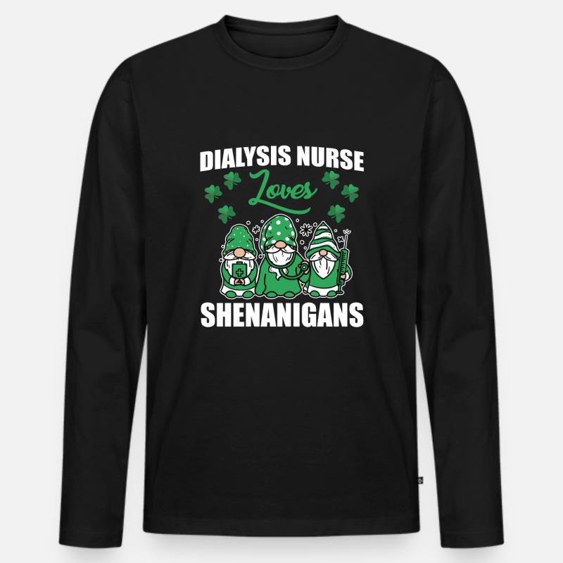 Lustige Dialyseschwester St. Patricks Day - Männer Premium Bio Langarmshirt - Schwarz