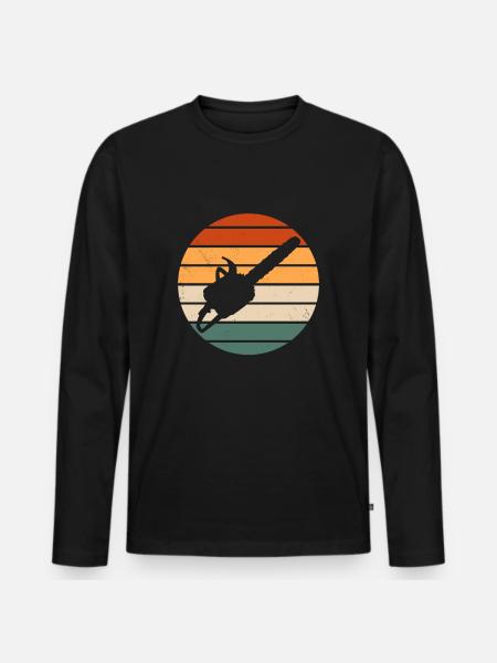 Tronçonneuse rétro - T-shirt manches longues Premium bio Homme - noir