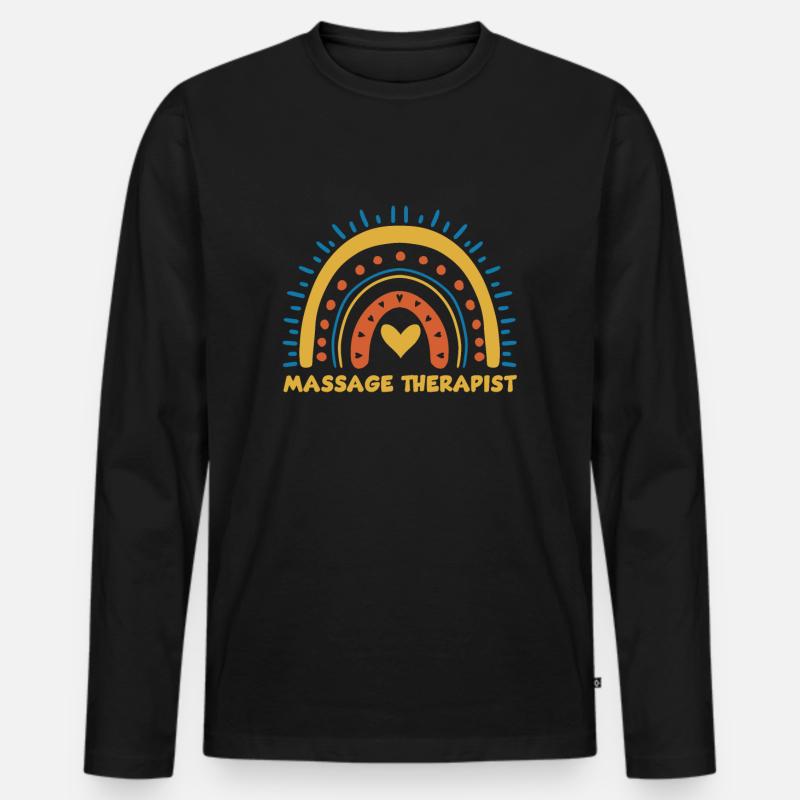Niedliches Massagetherapeut Regenbogen Design - Männer Premium Bio Langarmshirt - Schwarz