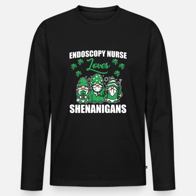 Endoskopie Krankenschwester St. Patricks Day - Männer Premium Bio Langarmshirt - Schwarz