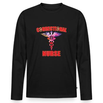 Grande conception d’infirmière correctionnelle - T-shirt manches longues Premium bio Homme - noir - Devant - Nico (187cm)