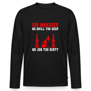 Lustiger Rig Manager Der Ölindustrie - Männer Premium Bio Langarmshirt - Schwarz - Vorne - Nico (187cm)