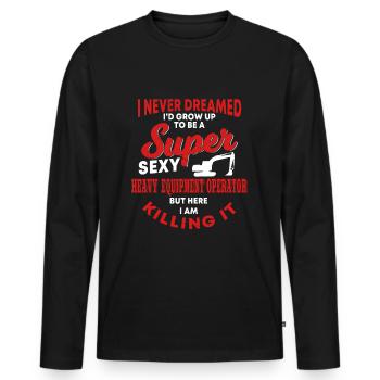Fun design for excavator drivers - Men's Premium Organic Long Sleeve Shirt - black - Front - Nico (187cm)