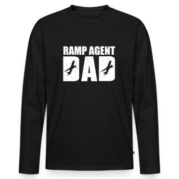 Drôle d’agent de rampe Papa Aircraft Service - T-shirt manches longues Premium bio Homme - noir - Devant - Nico (187cm)