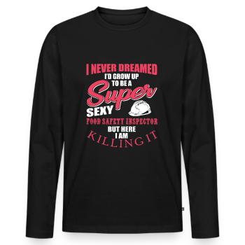 Food Safety Inspector - Men's Premium Organic Long Sleeve Shirt - black - Front - Nico (187cm)