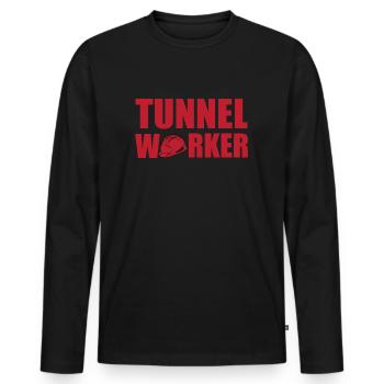 Travailleurs des tunnels - T-shirt manches longues Premium bio Homme - noir - Devant - Nico (187cm)