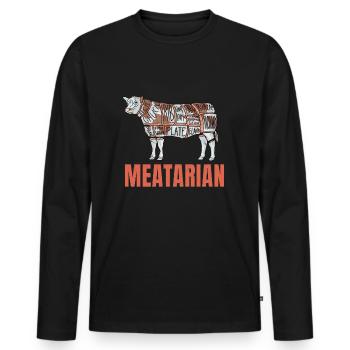 Meat Fan Meatarian - Men's Premium Organic Long Sleeve Shirt - black - Front - Nico (187cm)