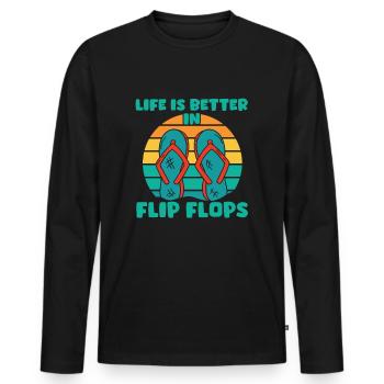 Vêtements de vacances Tourist Flip Flops - T-shirt manches longues Premium bio Homme - noir - Devant - Nico (187cm)
