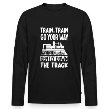 Train travel Rail lovers - Men's Premium Organic Long Sleeve Shirt - black - Front - Nico (187cm)