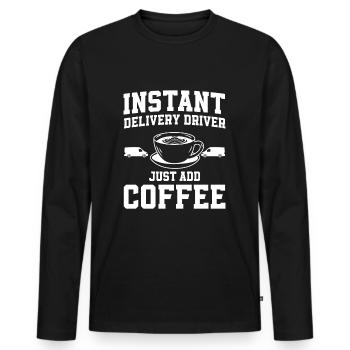Chauffeur-livreur Il suffit d’ajouter du café - T-shirt manches longues Premium bio Homme - noir - Devant - Nico (187cm)