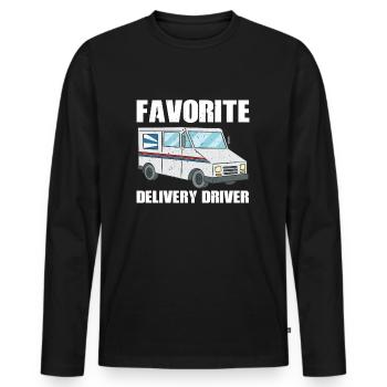Costume préféré du chauffeur-livreur - T-shirt manches longues Premium bio Homme - noir - Devant - Nico (187cm)