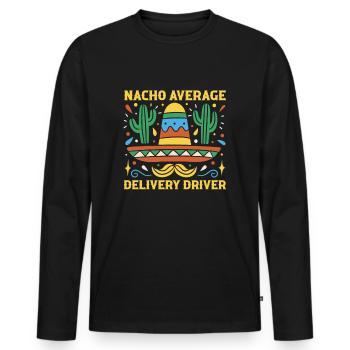 Chauffeur-livreur pas si moyen - T-shirt manches longues Premium bio Homme - noir - Devant - Nico (187cm)