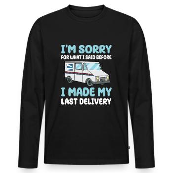 Chauffeur-livreur - T-shirt manches longues Premium bio Homme - noir - Devant - Nico (187cm)